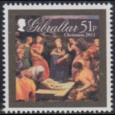 Gibraltar Mi.Nr. 1455 Weihnachten, Gemälde Christi Geburt v.di Cosimo (51)