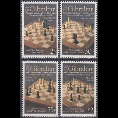 Gibraltar Mi.Nr. 1457-60 10. Int. Schachfestival von Gibraltar (4 Werte)
