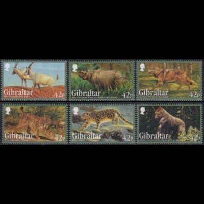 Gibraltar Mi.Nr. 1508-13 Gefährdete Tierarten (6 Werte)
