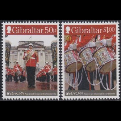 Gibraltar Mi.Nr. 1620-21 Europa 14, Volksmusikinstrumente (2 Werte)