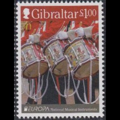 Gibraltar Mi.Nr. 1621 Europa 14, Volksmusikinstrumente, Trommler (1,00)