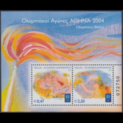 Griechenland Mi.Nr. Block 30 Olympia 2004 Athen, Nike mit olymp.Fackel