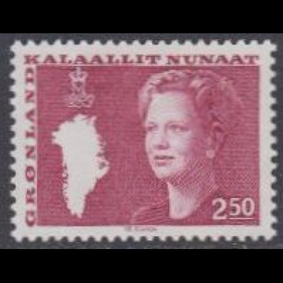 Grönland Mi.Nr. 141 Freim. Königin Margrethe II, Landkarte (2.50)