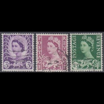 GB-Wales Mi.Nr. 1-3x Freim.Königin Elisabeth II (3 Werte)