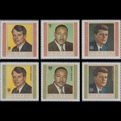 Guinea Mi.Nr. 506-11A Robert F.Kennedy, M.Luther King, John F. Kennedy (6 Werte)