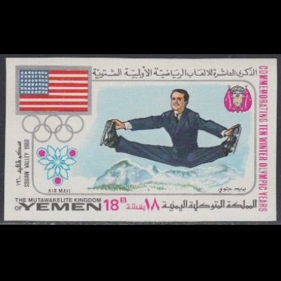 Jemen (Königreich) Mi.Nr. 536B Olympia 1968, Squaw Valley, Flagge, Eislauf (18)