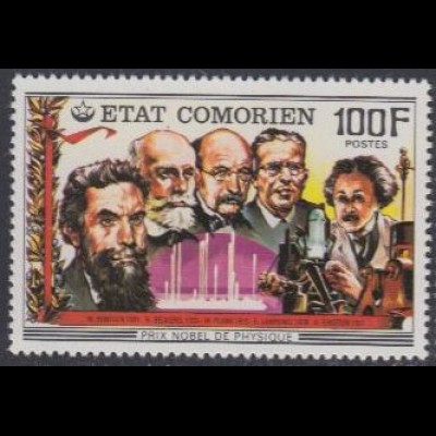Komoren Mi.Nr. 349 75J.Nobelpreis, Physik, u.a. Röntgen, Einstein (100)