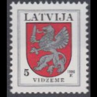 Lettland Mi.Nr. 373A II Freim. Wappen, Vidzeme, Jahreszahl 1996 (5)