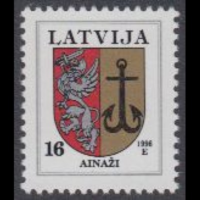 Lettland Mi.Nr. 400 II Freim. Wappen, Ainazi, Jahreszahl 1996 (16)