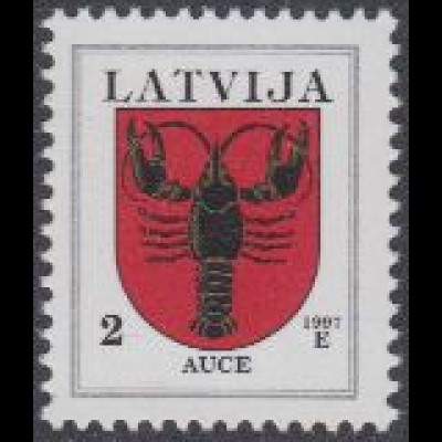 Lettland Mi.Nr. 421A II Freim. Wappen, Auce, Jahreszahl 1997 (2)