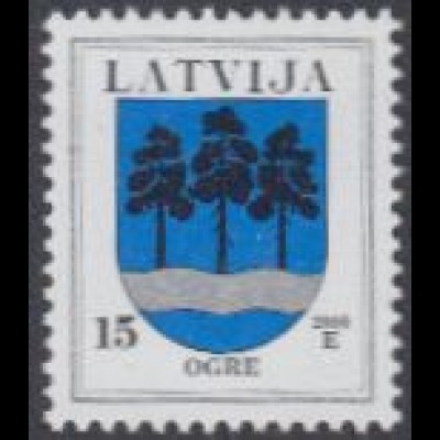 Lettland Mi.Nr. 495 II Freim. Wappen, Ogre, Jahreszahl 2000 (15)