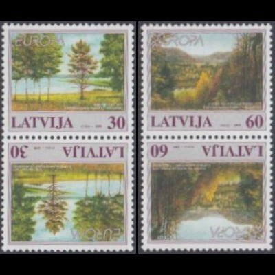 Lettland Mi.Nr. 496-97 Europa 99, Natur- und Nationalparks (2 Kehrdr.paare)