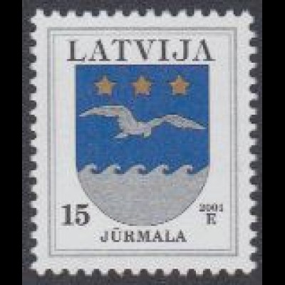 Lettland Mi.Nr. 522 II Freim. Wappen, Jurmala, Jahreszahl 2001 (15)
