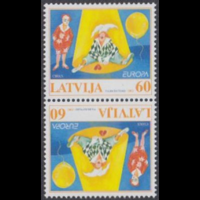 Lettland Mi.Nr. 568 Europa 02, Zirkus, Clowns (Kehrdruckpaar)