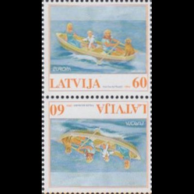 Lettland Mi.Nr. 613 Europa 04, Ferien, Familie auf Boot (Kehrdruckpaar)