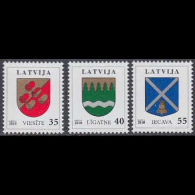 Lettland Mi.Nr. 778-80 Freim. Wappen, Viesite, Ligatne, Iecava (3 Werte)