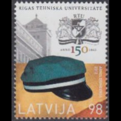 Lettland Mi.Nr. 843 150Jahre Techn.Universität Riga, Studentenmütze, Wappen (98)