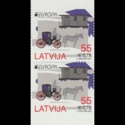 Lettland Mi.Nr. Zdr.861Do/Du Europa 2013 Postfahrzeuge, Kutsche, Eisenbahnwagen