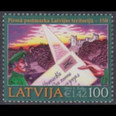 Lettland Mi.Nr. 868 150Jahre lettische Briefmarken, Briefträger (100/1,42)