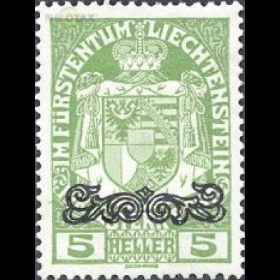 Liechtenstein Mi.Nr. 11 Freim. Fürstliches Wappen m.Aufdr. (5)