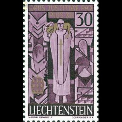Liechtenstein Mi.Nr. 380 Tod Papst Pius XII., stilis. Darstellung (30)