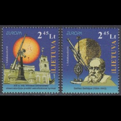 Litauen Mi.Nr. 1006-07 Europa 09, Astronomie (2 Werte)
