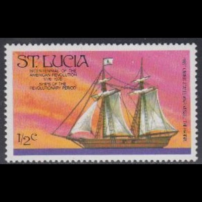 St. Lucia Mi.Nr. 372A 200J. Unabhängigkeit der USA, Segelschiff (1/2)
