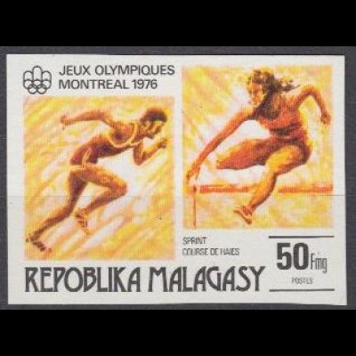 Madagaskar Mi.Nr. 776U Olymp.Sommerspiele 1976 ungez. Sprint + Hürdenlauf (50)