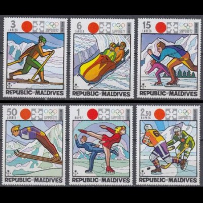 Malediven Mi.Nr. 407-12A Olympia 1972 Sapporo (6 Werte)