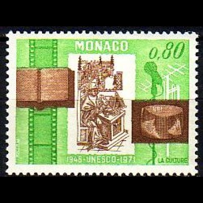 Monaco Mi.Nr. 1007 UNESCO, Kultur-Gelehrter, Buch, Fernsehgerät (0,80)