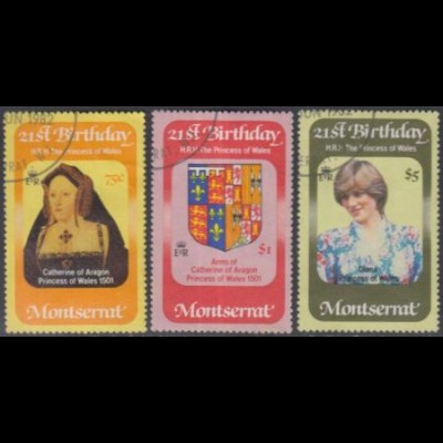 Montserrat Mi.Nr. 494-96 21.Geb. Prinzessin Diana (3 Werte)