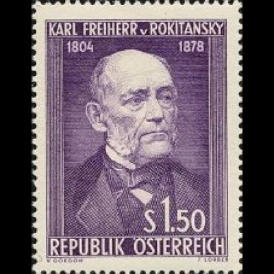 Österreich Mi.Nr. 997 150 Geb. v. Rokitansky, Pathologe (1,50)