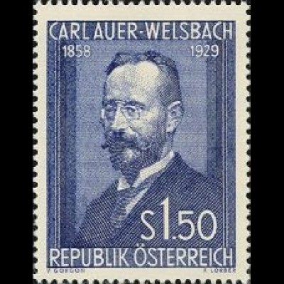 Österreich Mi.Nr. 1006 50.Todest. C.Frhr. Auer Ritter v. Welsbach, Chemiker (1,5