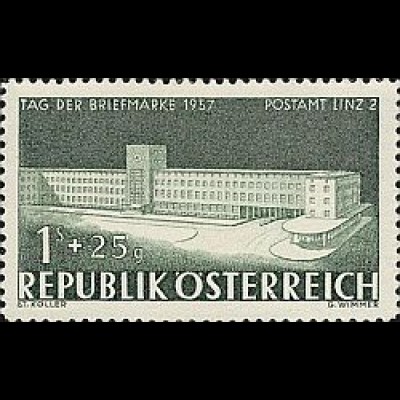 Österreich Mi.Nr. 1039 Tag der Briefmarke 1957, Postamt Linz 2 (1S+25g)