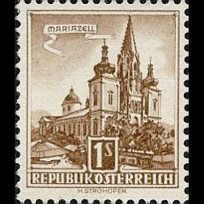 Österreich Mi.Nr. 1073 Freim. Basilika Mariazell (1S, kl.Format)