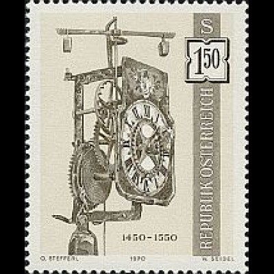 Österreich Mi.Nr. 1328 Alte Uhren Uhr von 1450-1550 (1,50)