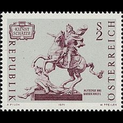 Österreich Mi.Nr. 1356 Kunstschätze Reiterstandbild Kaiser Josef I. (2)