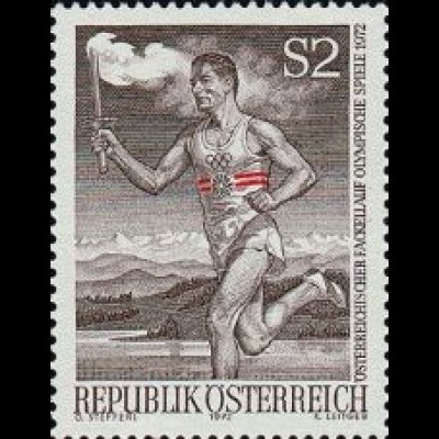 Österreich Mi.Nr. 1392 Öst. Fackellauf zu Olympia München, Fackelläufer (2)