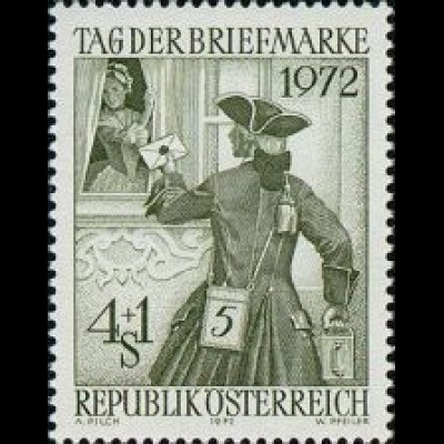 Österreich Mi.Nr. 1404 Tag der Briefmarke 1972, Briefträger (4+1)