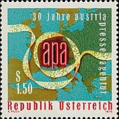 Österreich Mi.Nr. 1533 Austria Presseagentur, Landkarte Europas (1,50)