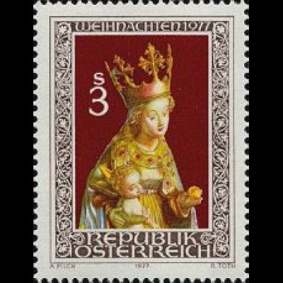 Österreich Mi.Nr. 1562 Weihnachten 1977, Thronende Madonna (3)