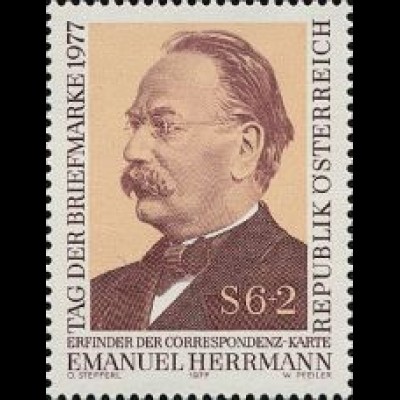 Österreich Mi.Nr. 1563 Tag der Briefmarke 1977, Dr. Herrmann (6+2)