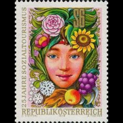 Österreich Mi.Nr. 1577 Sozialtourismus, Mädchenkopf, Blumen, Obst u.a. (6)
