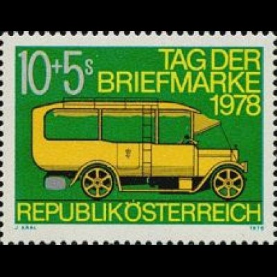 Österreich Mi.Nr. 1592 Tag der Briefmarke 1978, Postauto (10+5)
