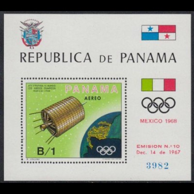 Panama Mi.Nr. Block 105 Fernsehübertragung Olympia 1968, ATS 3 