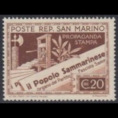 San Marino Mi.Nr. 261 Presseerzeugnisse, Zeitungsdruckpresse + Zeitung (20)
