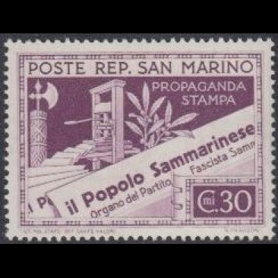 San Marino Mi.Nr. 262 Presseerzeugnisse, Zeitungsdruckpresse + Zeitung (30)