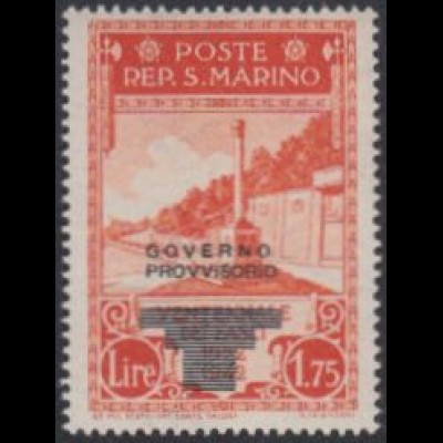 San Marino Mi.Nr. 300 Freim.Ausg. Faschismus m.Aufdr. GOVERNO/PROVVISORIO (1,75)