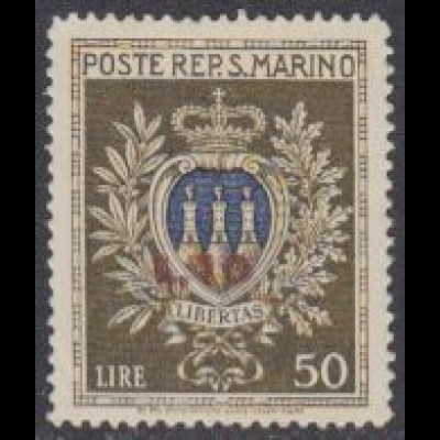 San Marino Mi.Nr. 351 Landeswappen, MiNr.334 mit Aufdr.des Zuschlags (50+10)