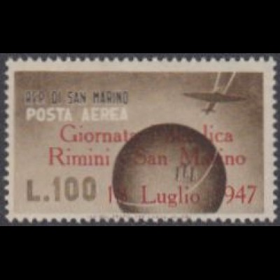 San Marino Mi.Nr. 378 Ausst.Rimini/San Marino, Flugzeug ü.Globus m.Aufdr. (100)